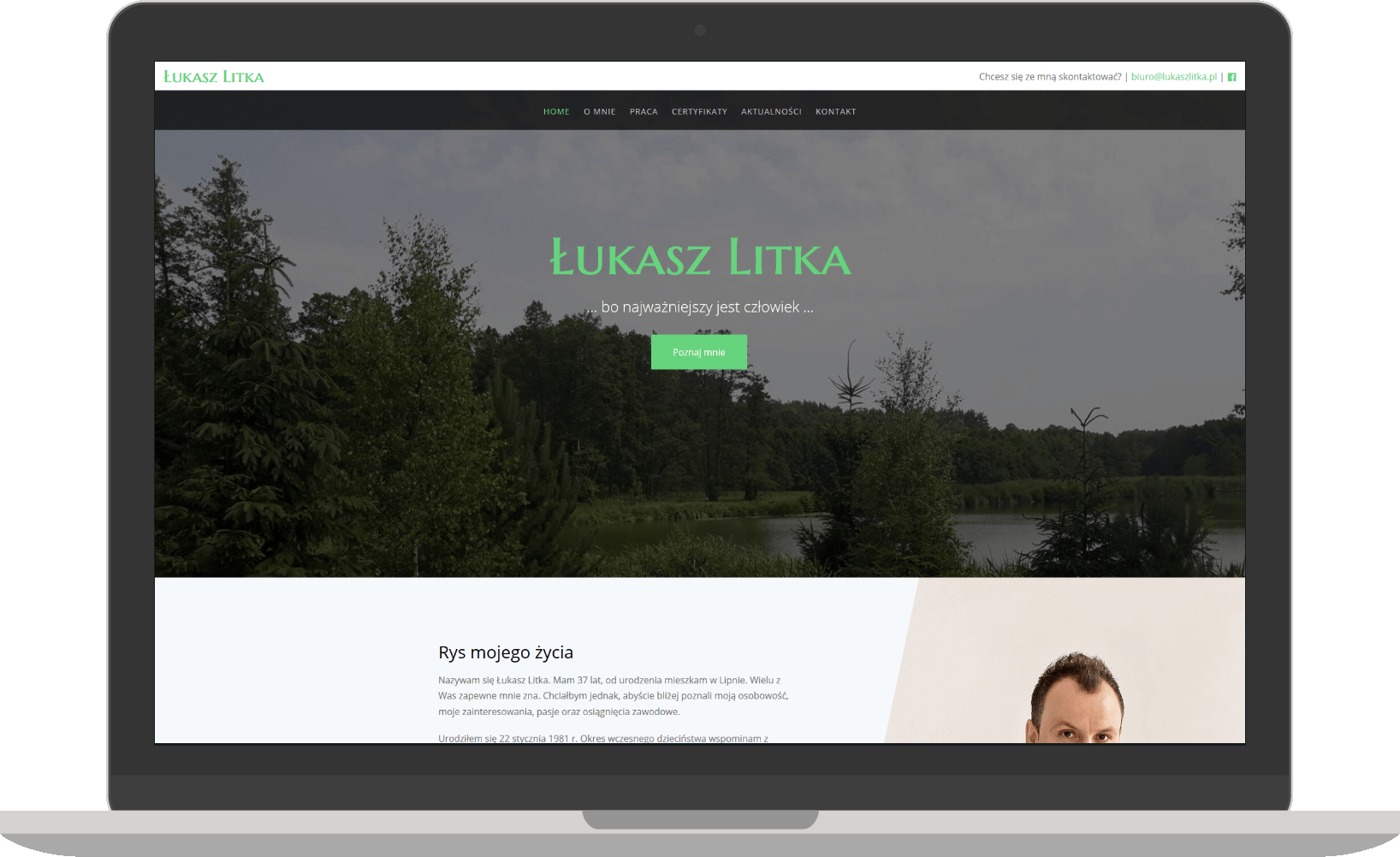Strona internetowa dla Łukasza Litki wykonana przez Infinitiis